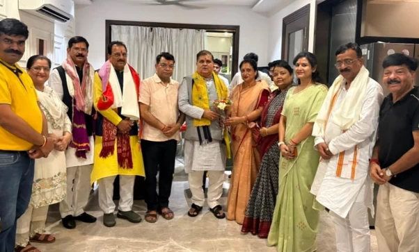 BJP State President Mahendra Bhatt Arrives in Rudrapur