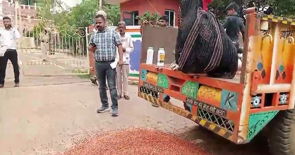 Farmer spread his seeds on the middle of the road