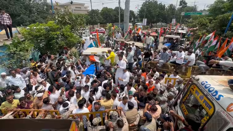 Administration stopped Congress' Kisan Nyay Yatra from entering Indore city