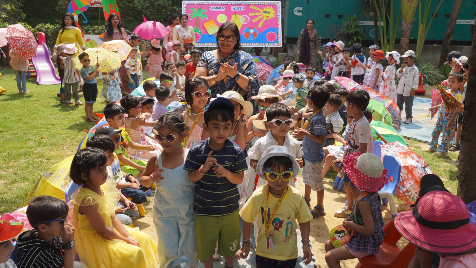 Play group and nursery children enjoyed pool and summer theme party at Doon Valley Public School, Deoband