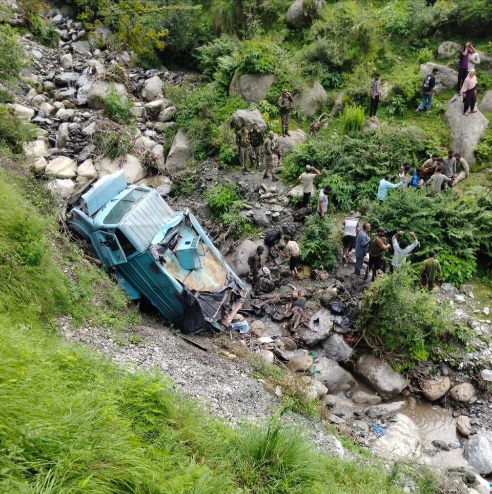 CRPF bunker vehicle falls into ditch in Udhampur, Jammu and Kashmir