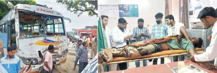 The bus coming from Roorkee to Deoband went out of control and entered the tea shop