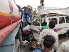 Bus and truck collision at Bherughat