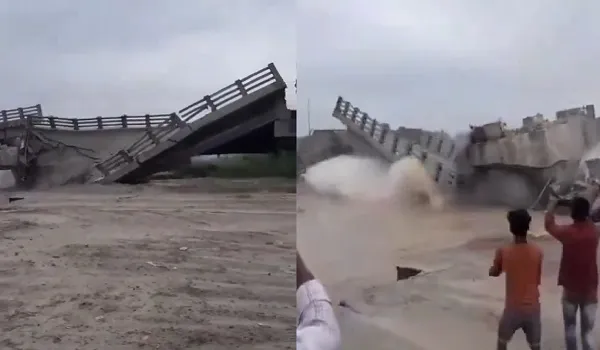 Corruption bridge collapses again in Bihar: Part of the bridge submerged in the river