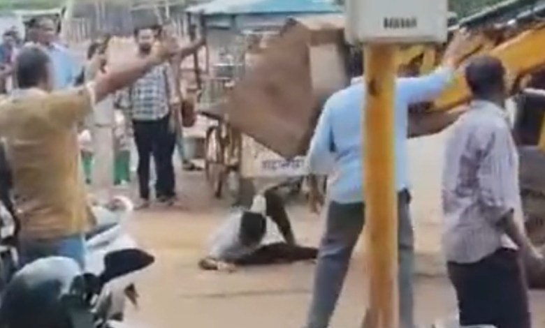 Video of a drunk youth being crushed by a JCB's claw goes viral
